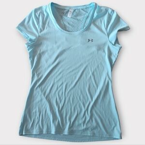 UNDER ARMOUR WOMEN'S SIZE MEDIUM TEAL FITTED T-SHIRT.